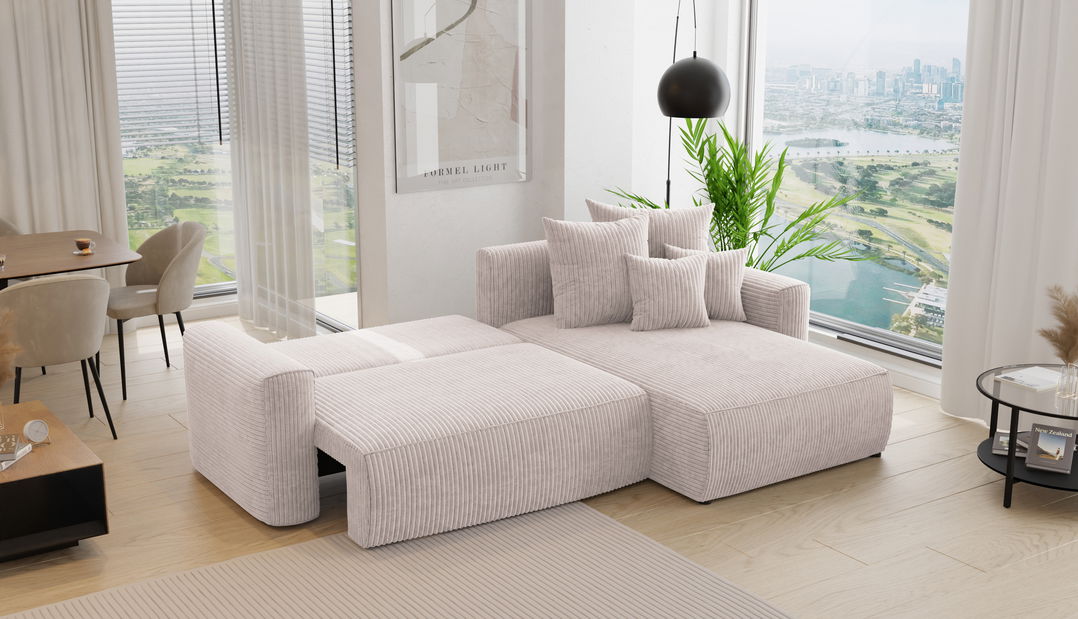 Rohová sedačka Baria (P) (mléčná)