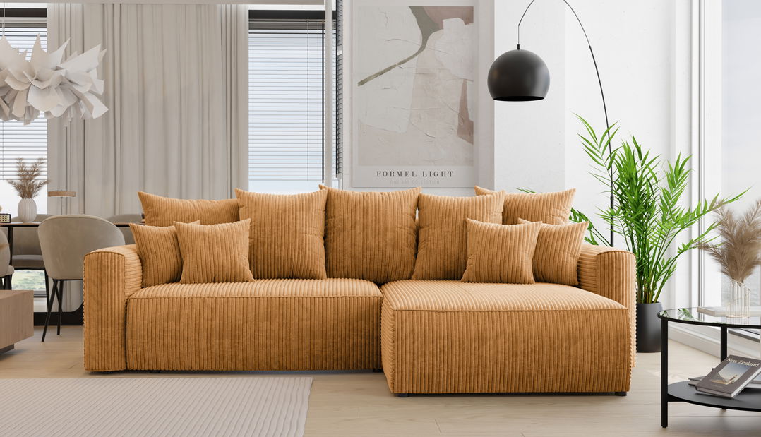 Rohová sedačka Baria (P) (hořčičná)