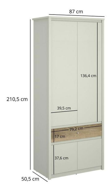 Šatní skříň Kodro 2 (kašmír + dub evoke)