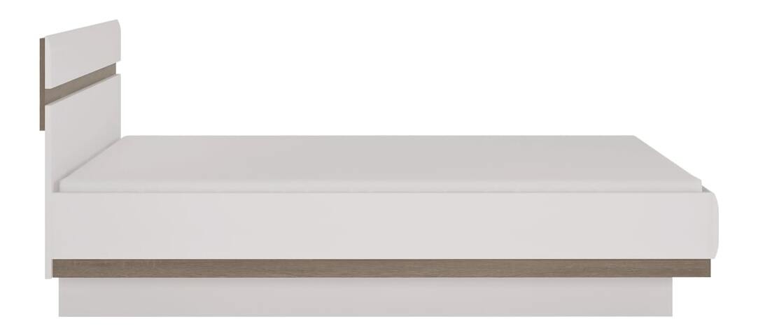 Postel s úložným prostorem Lonet (bílá + dub sonoma tmavý truflový) 