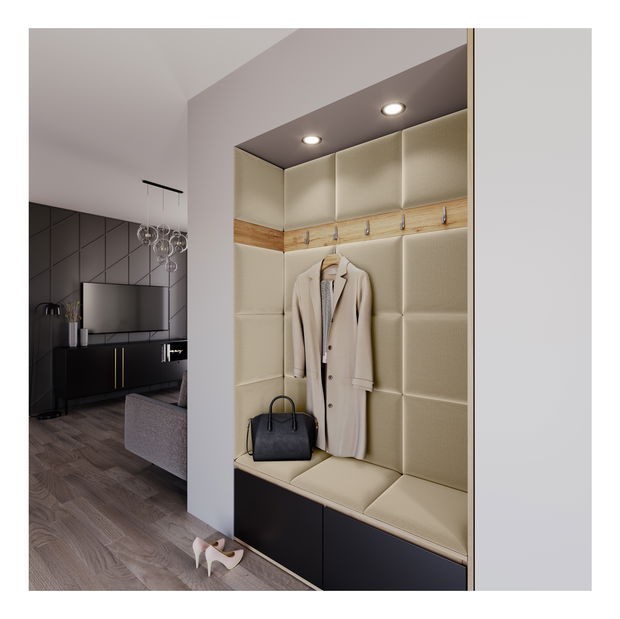 Set 19 čalouněných panelů Quadra 120x160 cm (béžová)