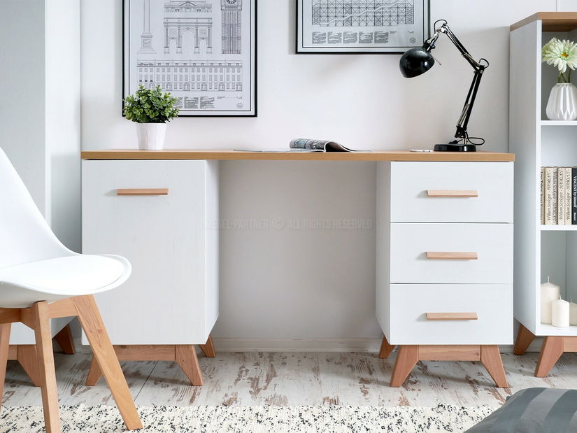 PC stolek Balones BG12 (bílá + dub)