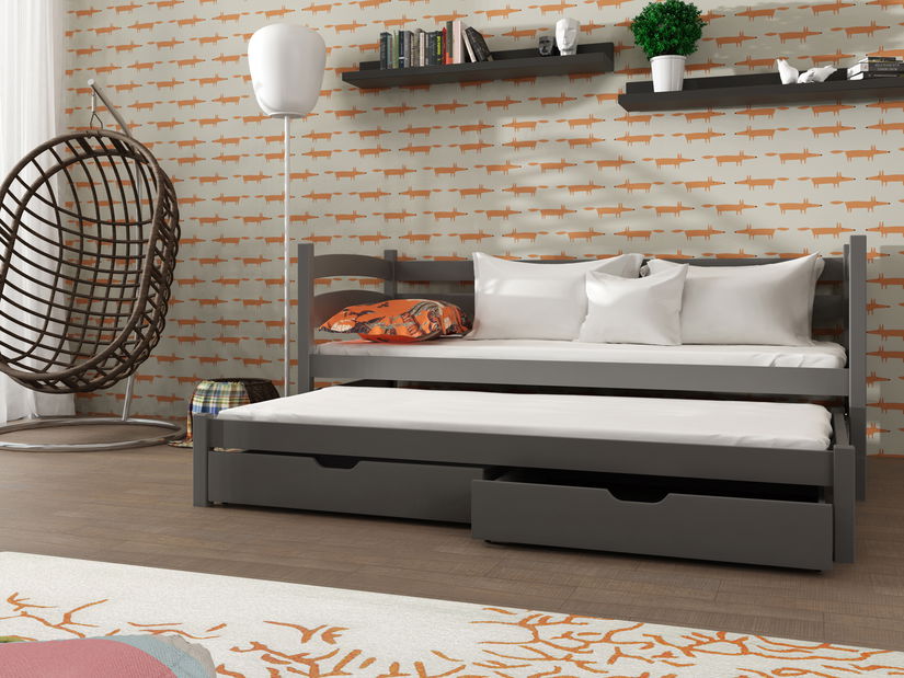 Dětská postel 90 cm Tiana (s roštem a úl. prostorem) (grafit)