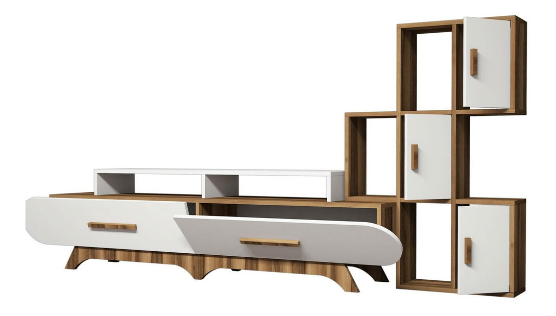 Obývací stěna Florian S (Ořech + Bílá)