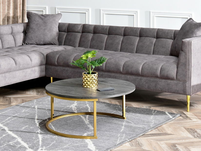 Konferenční stolek Kolja Stolek Xl (dub šedý + zlatá)