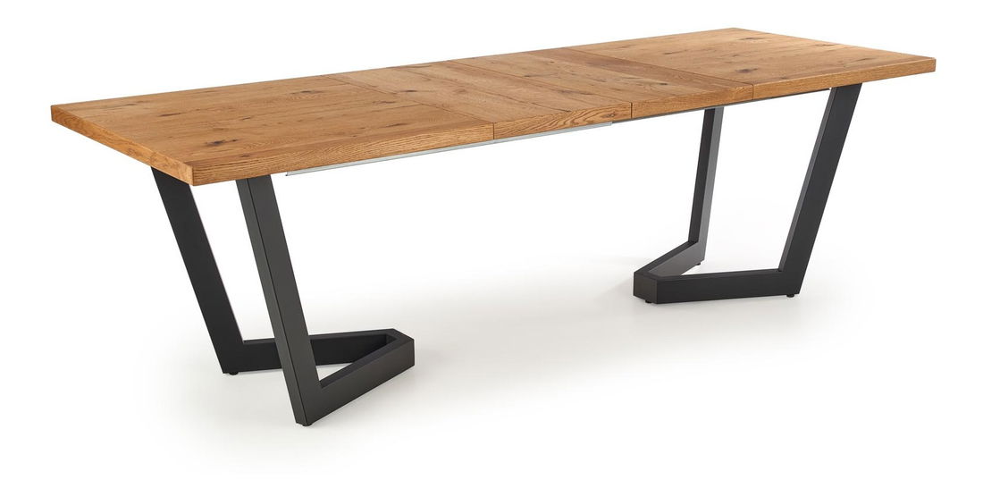 Jídelní stůl Masya (dub světlý + černá) (pro 6 až 8 osob)