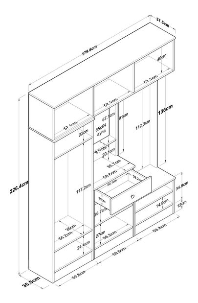 Předsíň Emily 2 (bílá + ořech)