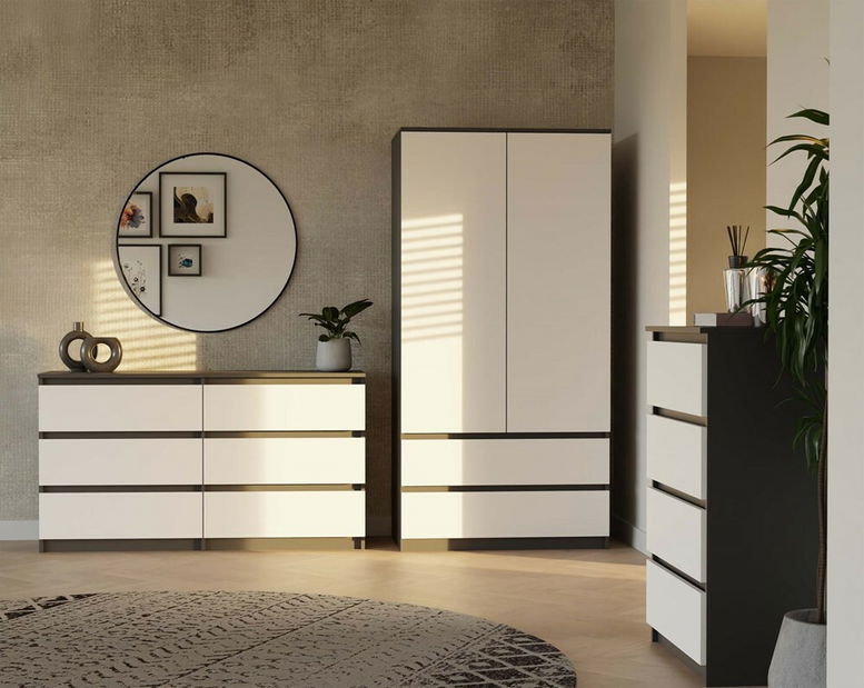 Komoda Musecalo 6 140 (antracit + bílá)