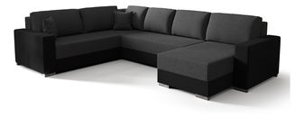 Rohová sedačka ve tvaru U- Pearle 3 (šedá + černá) (L)