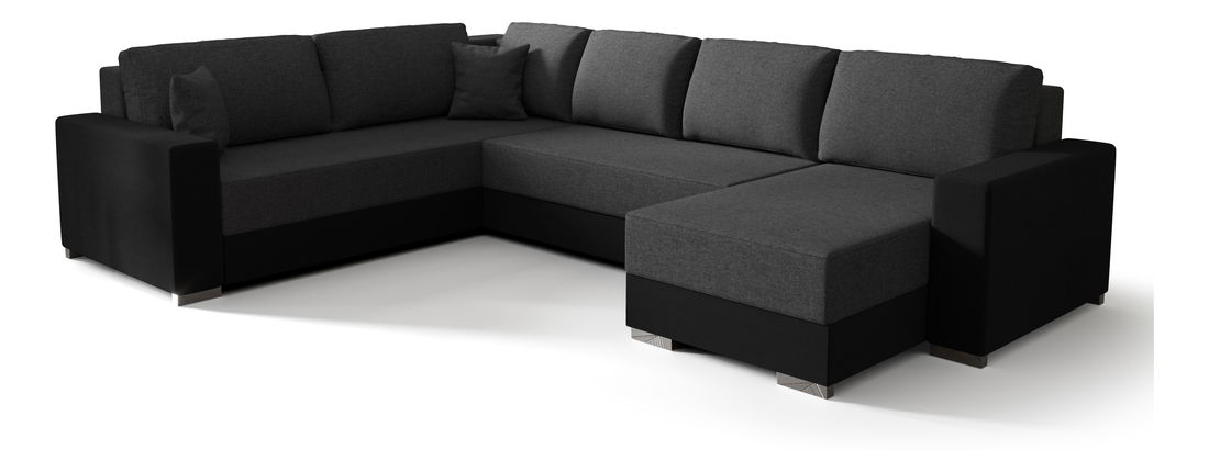 Rohová sedačka ve tvaru U- Pearle 3 (šedá + černá) (L)