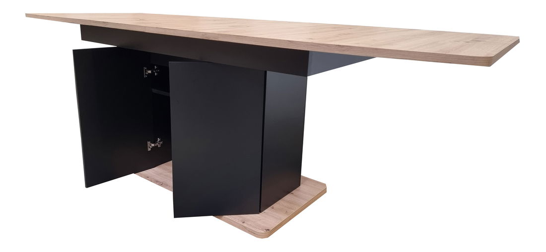 Jídelní stůl Schultz (dub artisan + černá) (pro 4-8 osob)