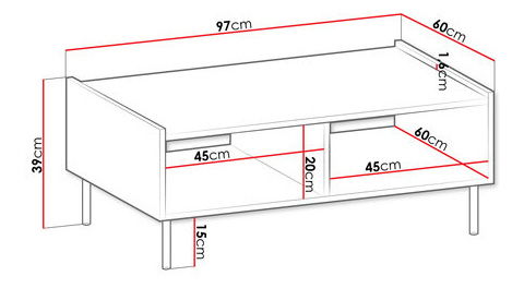 Konferenční stolek Anto K144 (ořech warmia + černý mramor)