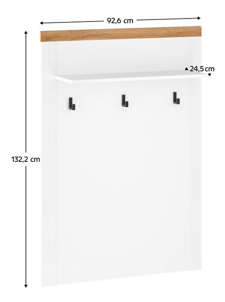 Věšáková stěna Valgo 90 (bílá + dub wotan)