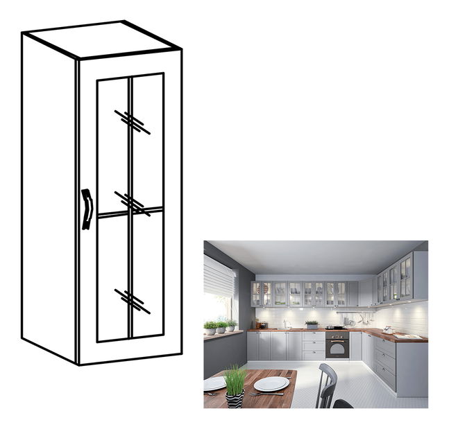 Horní kuchyňská skříňka W40S Lanaya (bílá + šedá matná) (P)