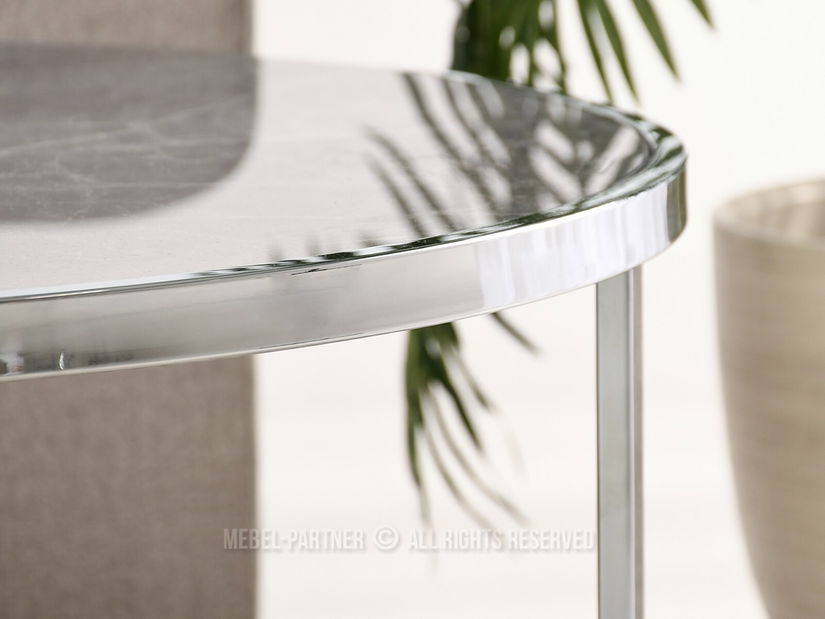 Konferenční stolek Natol (šedý mramor + chromová)