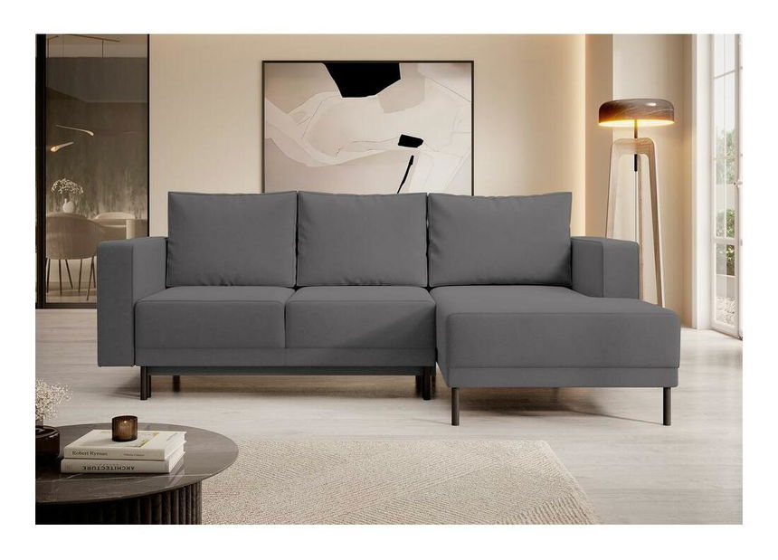 Rohová sedací souprava Rodriguez mini (P) (šedočerná světlejší + černá)