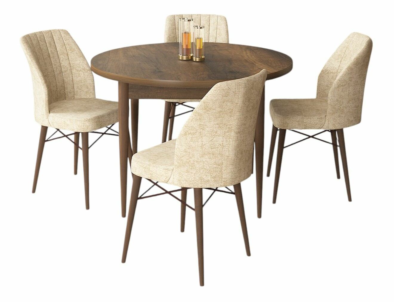 Jídelní set Roxie (ořech barokní + krémová) (pro 4 osoby)