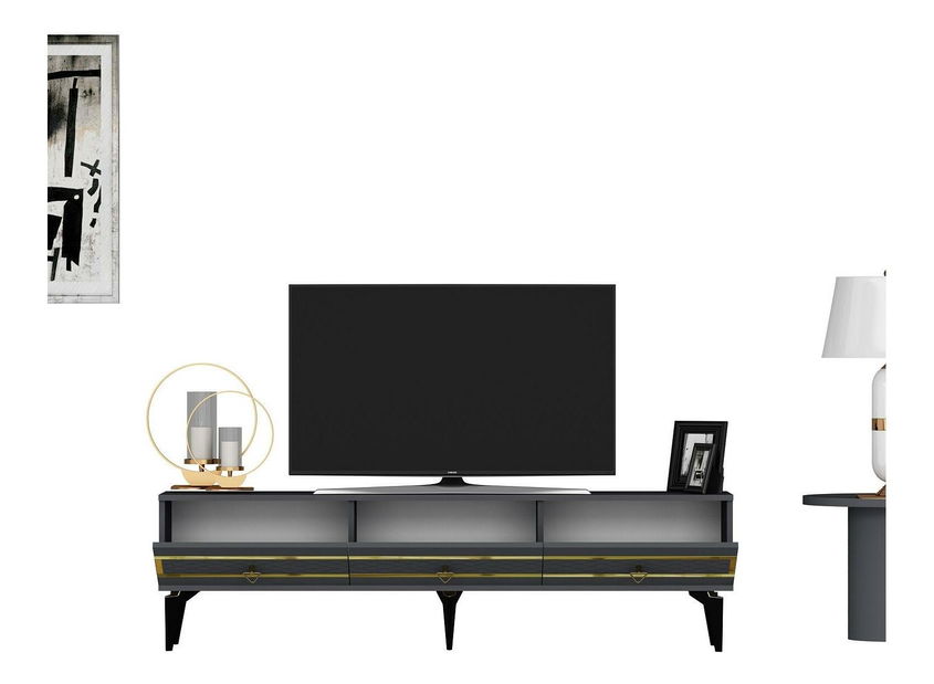 TV stolek/skříňka Vadiki 2 (antracit + zlatá)