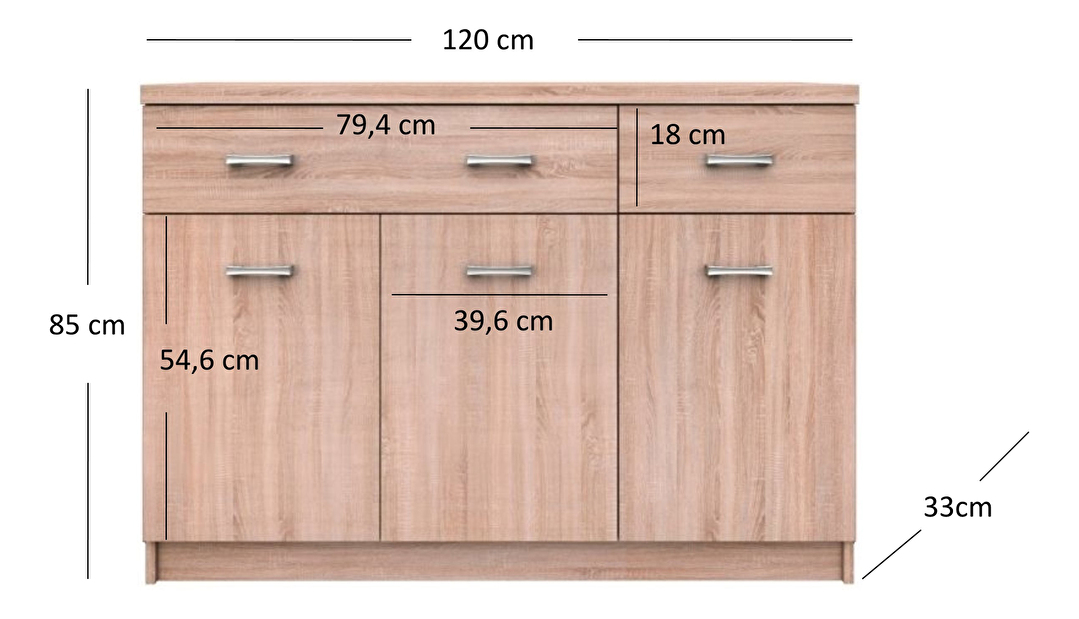Komoda Tianna 3d2s (dub sonoma)