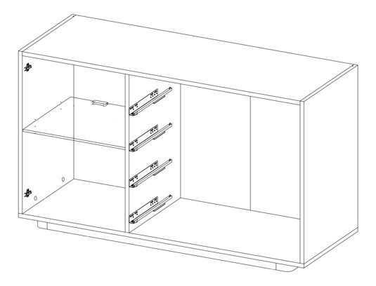 Vitrína Toft Typ 47 (bílá + černé sklo)
