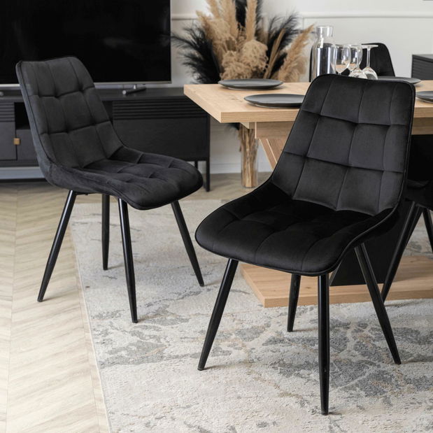 Jídelní set Chiapas (dub artisan + černá) (pro 4 osoby)