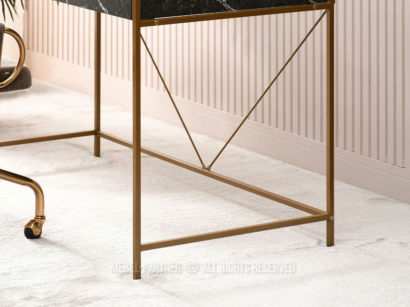 PC stolek Unica (černý mramor + zlatá)