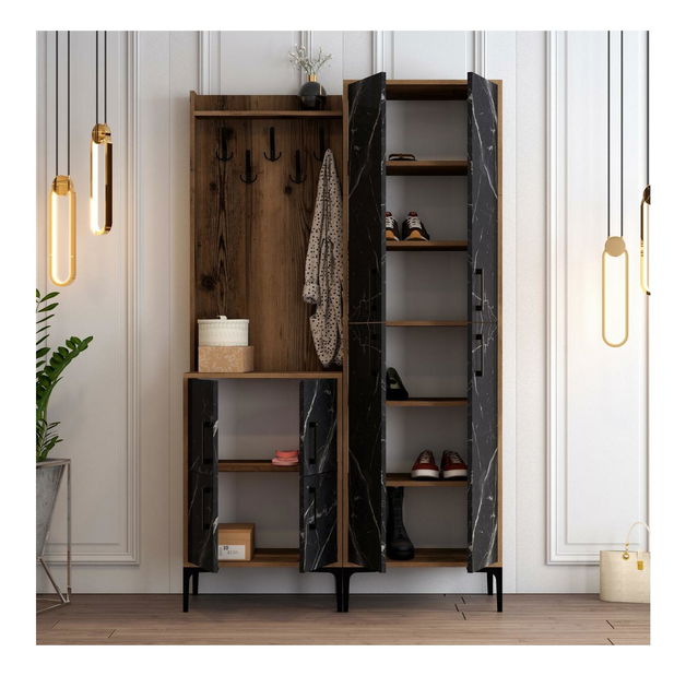 Předsíňová stěna Betina BA (ořech + černá)