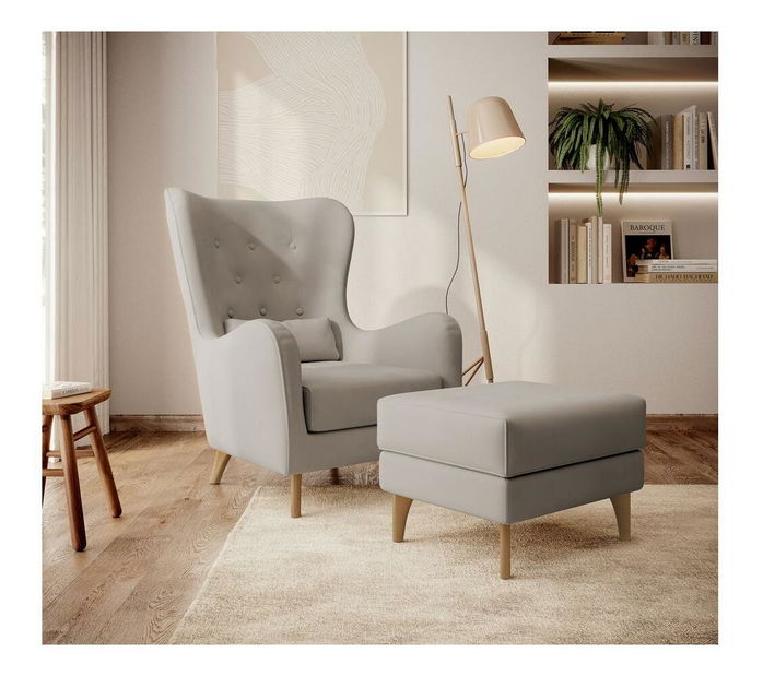 Taburetka Calimero T (světlobéžová + buk)