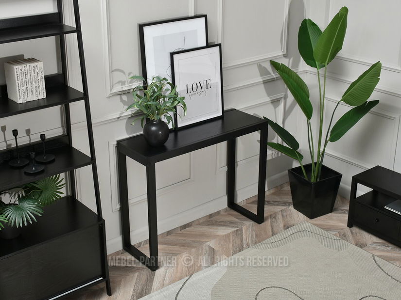 Konzolový stolek Ines (černé dřevo + černá)