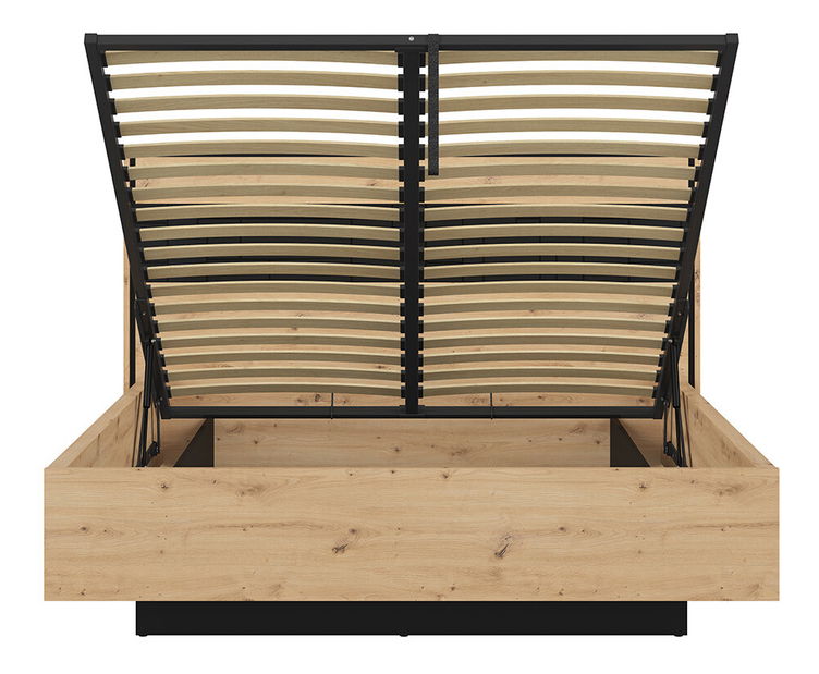 Manželská postel 160 cm BRW Pont LOZ/160 (s roštem) (dub artisan + černá matná)