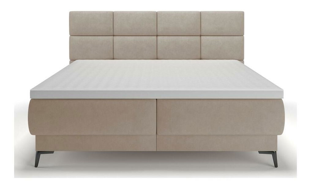 Manželská kontinentální postel 160 cm Riviera 160 (s roštem a matrací) (s úl. prostorem) (béžová střední + černá)