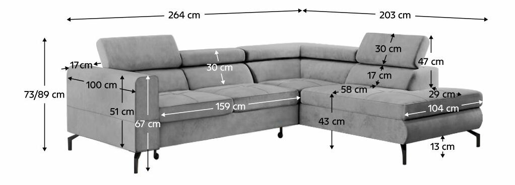 Rohová sedací souprava BALTIC (šedá)