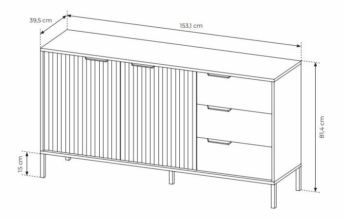 Komoda Rastafa 2D3S (dub vikingský + béžová)