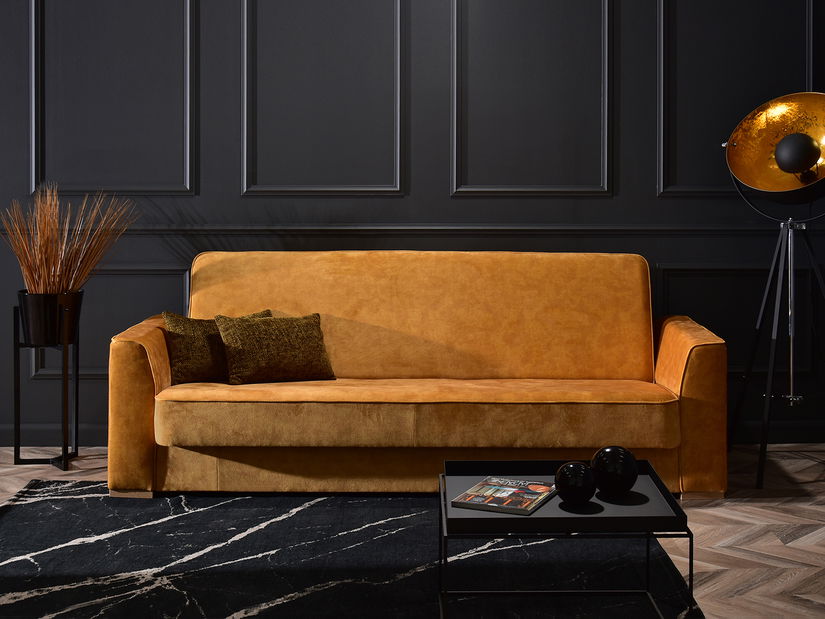 Pohovka třísedačka Masoquismo (hořčičná + buk)