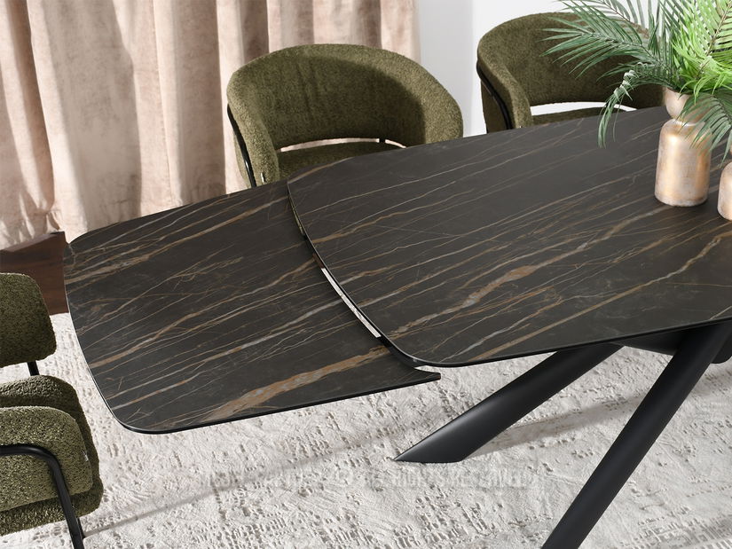 Jídelní stůl Denzel (černý mramor + černá)