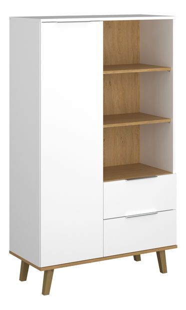 Regál Nickole 1D2S (bílá + dub kamenný)
