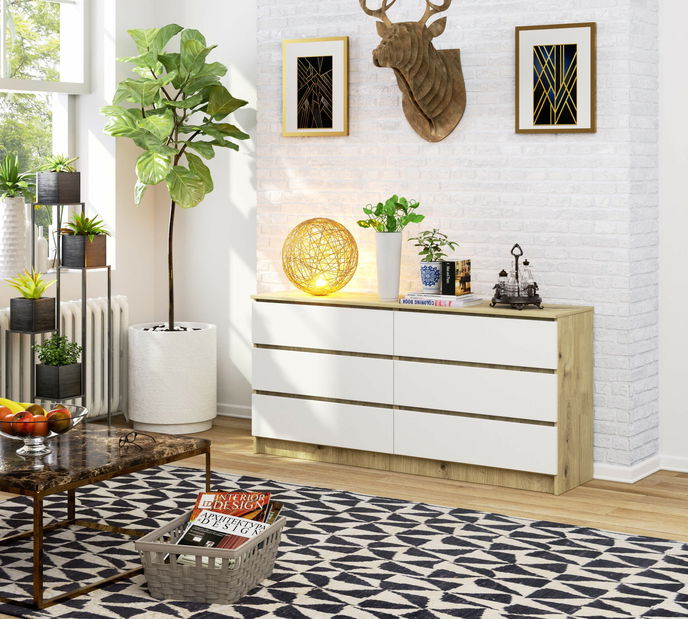 Komoda Koa III (dub artisan + bílá)