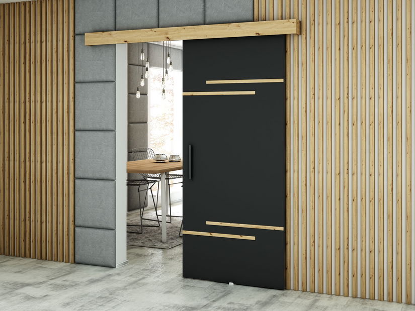 Posuvné dveře 90 cm Lovella (dub artisan + černá matná)