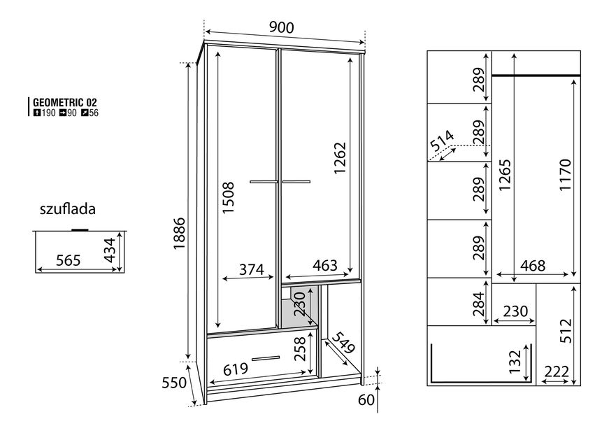 Šatní skříň Geometric 02 Jilm