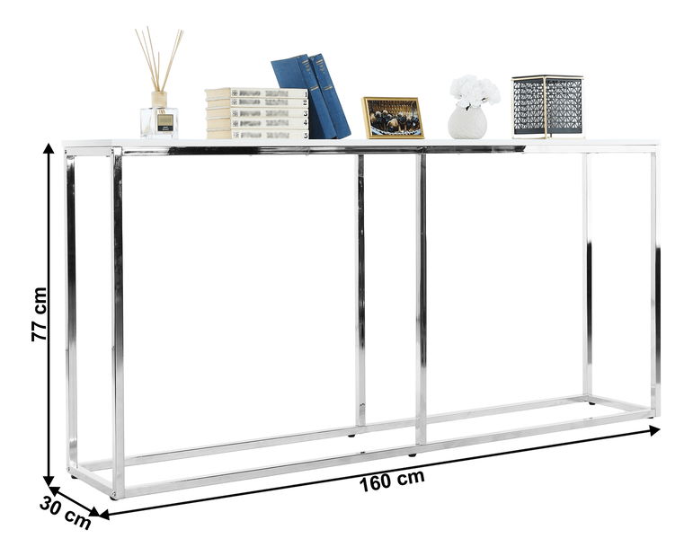 Konzolový stolek Deegen (bílá + chróm)