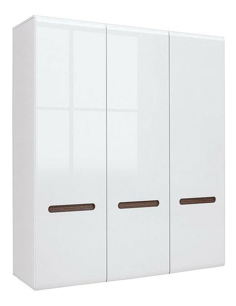 Šatní skříň BRW Azteca Trio SZF3D/21/18 (bílá + lesk bílý)