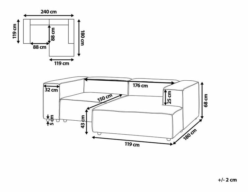 Rohová sedací souprava Afrika (hnědá) (L)