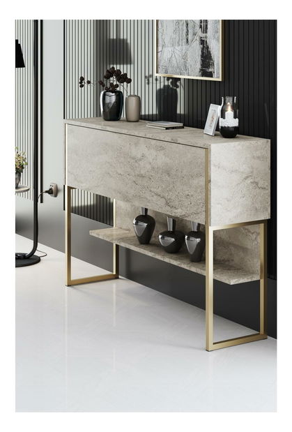 Sestava nábytku do obývacího pokoje Luna 1 (travertin + zlatá)