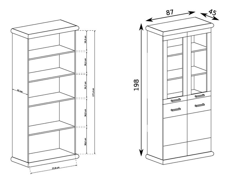 Vitrína Kenny 03 (s LED osvětlením) (craft bílý + craft zlatý)