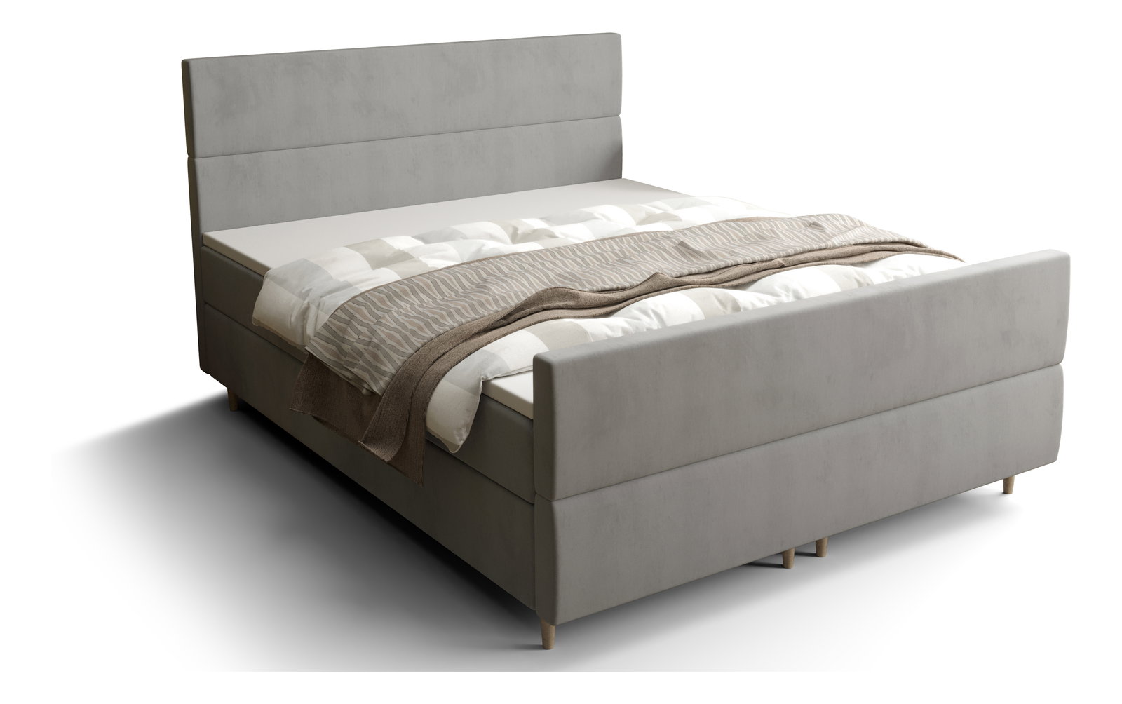 Manželská postel Boxspring 180 cm Flu plus (šedá) (s matrací a úložným prostorem)