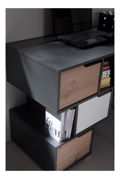 Komoda Iweta K3SZ (grafit + bílá matná + dub artisan)