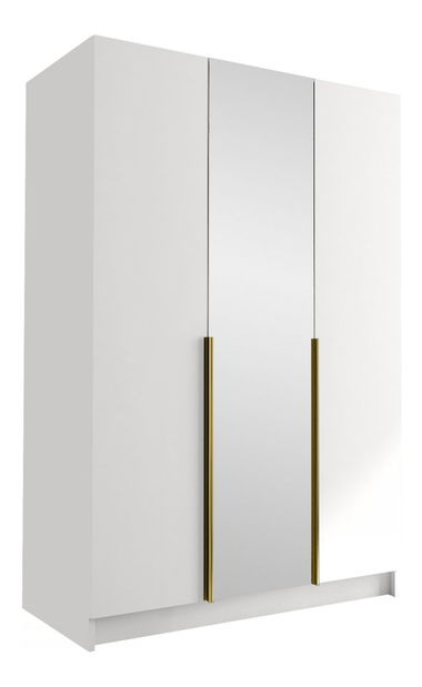 Šatní skříň Merpata II (bílá + zlatá) (se zrcadlem)