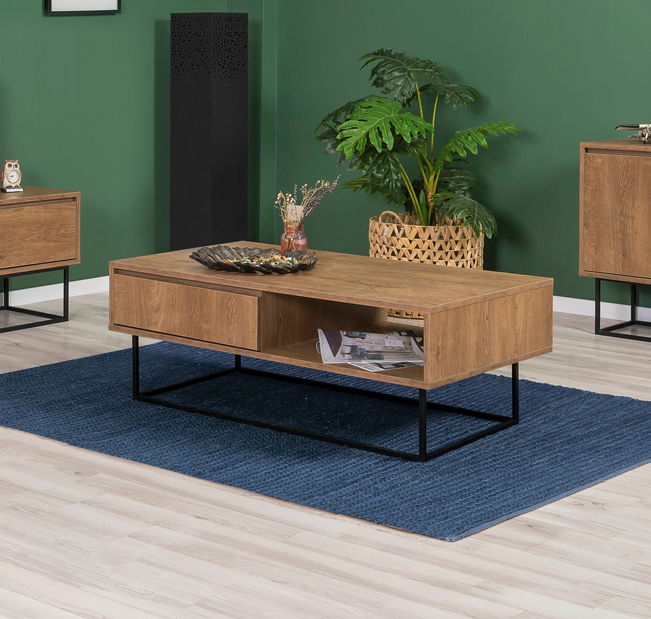 Souprava nábytku do obývacího pokoje Laxi 1 (ořech + černá)