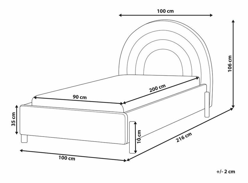 Jednolůžková postel 90 cm Annesile (béžová) (s roštem)