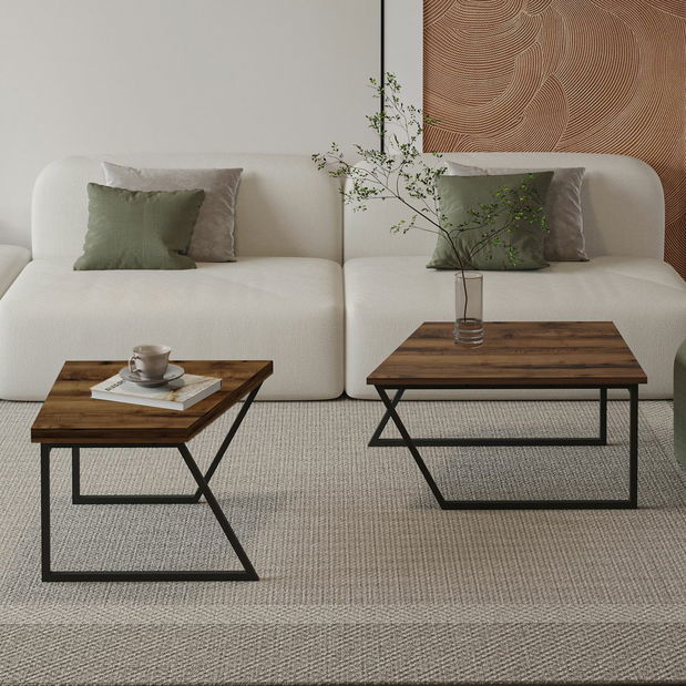 Set konferenčních stolků Veronico (ořech rustikální)